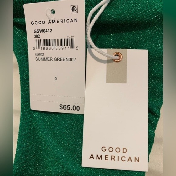 NWT Good American Summer Green sparkly green bikini top. Size 0 (X-Small) - Picture 4 of 8